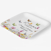 蝶と野エレガント花75誕生日 ペーパープレート (傾斜あり)