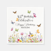 蝶と野エレガント花85誕生日 スタンダードカクテルナプキン (正面)