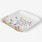 蝶と野エレガント花85誕生日 ペーパープレート (傾斜あり)