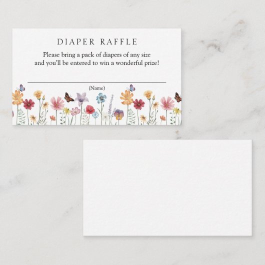蝶と野花おむつラッフルベビー エンクロージャーカード (正面/裏面)