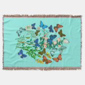 蝶と野花ヴィンテージ植物学 スローブランケット (正面)
