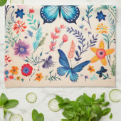 蝶と野草園 キッチンタオル (折り畳み)