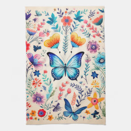 蝶と野草園 キッチンタオル