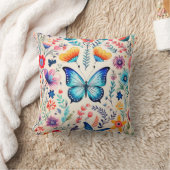 蝶と野草園 クッション (ブランケット)