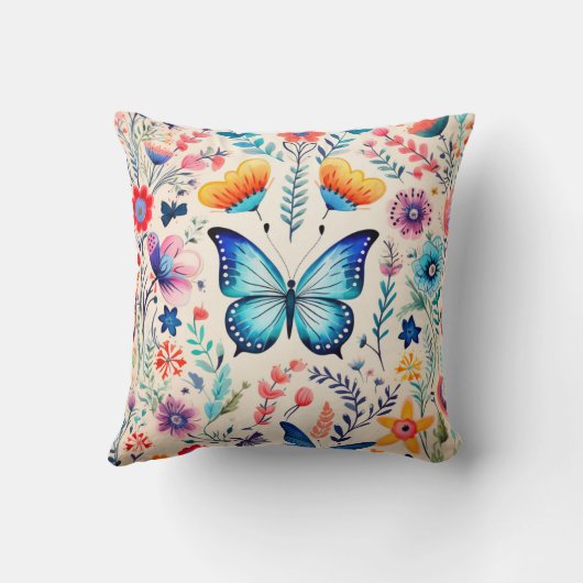 蝶と野草園 クッション (裏面)