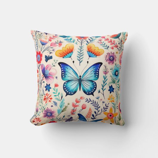 蝶と野草園 クッション (正面)
