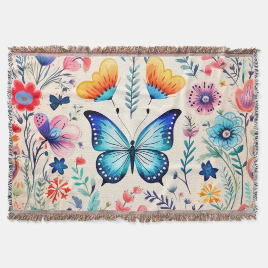 蝶と野草園 スローブランケット (正面)