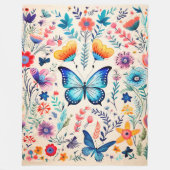 蝶と野草園 フリースブランケット (正面)