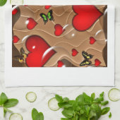 蝶と金ゴールド キッチンタオル (折り畳み)