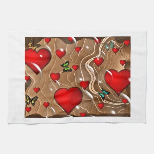 蝶と金ゴールド キッチンタオル (横)