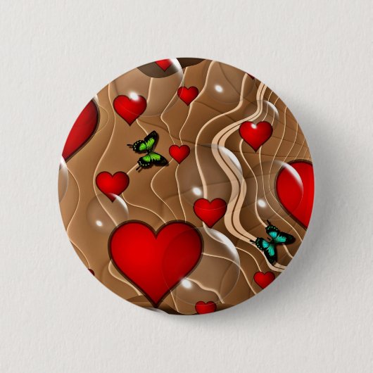 蝶と金ゴールド 缶バッジ (正面)