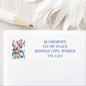 蝶と開花差出人住所ラベル ラベル (インサイチュ)