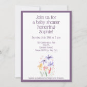 蝶と開花赤ちゃんシャワー簡略化 招待状 (正面)