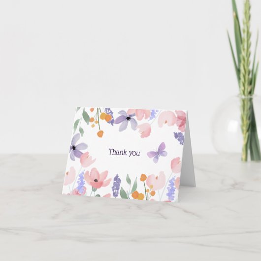 蝶と開花 サンキューカード (正面)