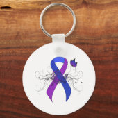 蝶と青と紫のリボン キーホルダー (正面)