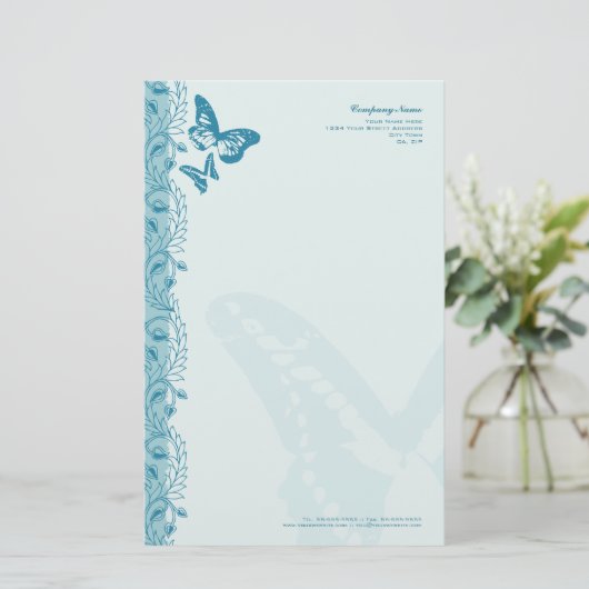 蝶と青華美縁どの装飾 便箋 (スタンド正面)