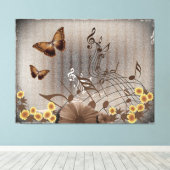 蝶と音楽ノート キャンバスプリント (インサイチュ (ウッドフロア))