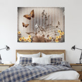 蝶と音楽ノート キャンバスプリント (インサイチュ (寝室))