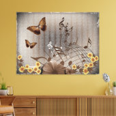蝶と音楽ノート キャンバスプリント (インサイチュ (リビング))