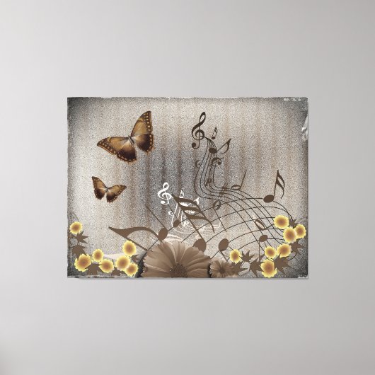 蝶と音楽ノート キャンバスプリント (正面)