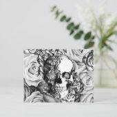 蝶と黒と白のバラスカル ポストカード (スタンド正面)