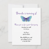 蝶と黒猫のキュートでガーリーな誕生日招待状 招待状 (裏面)