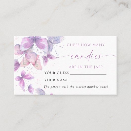 蝶どのように多くのキャンディシャワーのゲームカード プレイスカード (正面)