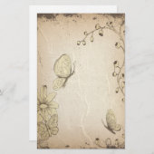 蝶にしわのあるアンティーク文房具 便箋 (正面/裏面)