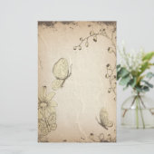 蝶にしわのあるアンティーク文房具 便箋 (スタンド正面)