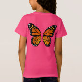 蝶によっては女の子のTシャツのかわいい蝶ティーが飛びます Tシャツ (裏面)