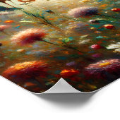 蝶に囲まれた開花の野草 ポスター (角)