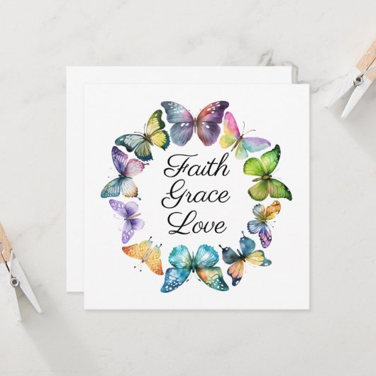 蝶に対する信仰、恵み、愛 カード (正面/裏面インサイチュ)