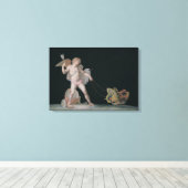 蝶に導かれるキューピッド(パネル上の油) キャンバスプリント (インサイチュ (ウッドフロア))