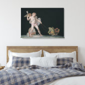 蝶に導かれるキューピッド(パネル上の油) キャンバスプリント (インサイチュ (寝室))