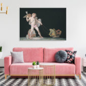 蝶に導かれるキューピッド(パネル上の油) キャンバスプリント (インサイチュ (リビング))