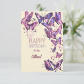 蝶のあるガーデンハッピーバースデー カード (スタンド正面)