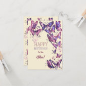 蝶のあるガーデンハッピーバースデー カード (正面/裏面インサイチュ)