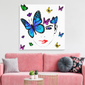 蝶のある女性 キャンバスプリント (インサイチュ (リビング))