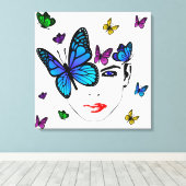 蝶のある女性 キャンバスプリント (インサイチュ (ウッドフロア))