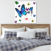 蝶のある女性 キャンバスプリント (インサイチュ (寝室))