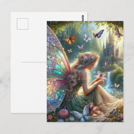 蝶のある妖精 ポストカード (正面/裏面)