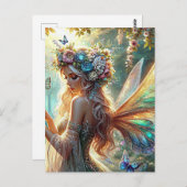 蝶のある妖精 ポストカード (正面/裏面)