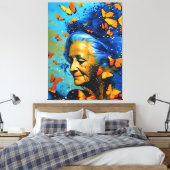 蝶のある老婦人 キャンバスプリント (インサイチュ (寝室))