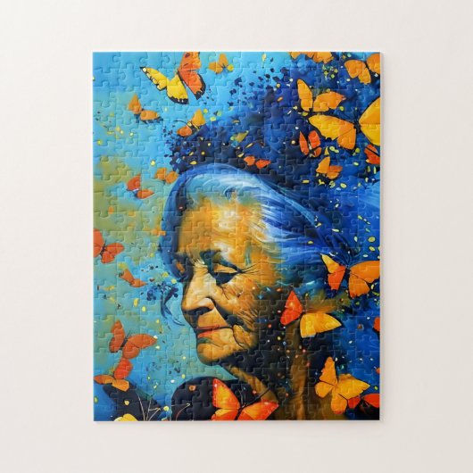 蝶のある老婦人 ジグソーパズル (縦)