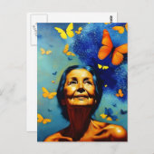 蝶のある老婦人 ポストカード (正面/裏面)