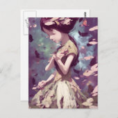 蝶のいる女性のポストカード ポストカード (正面/裏面)