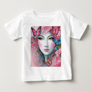 蝶のいる女性 ベビーTシャツ