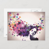 蝶のいる女性 ポストカード (正面/裏面)