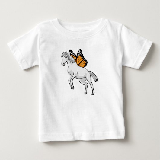 蝶のいる馬 ベビーTシャツ (正面)
