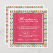 蝶のお洒落誕生日パーティーの招待 招待状 (正面/裏面)